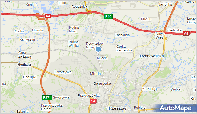 mapa Miłocin, Miłocin gmina Głogów Małopolski na mapie Targeo